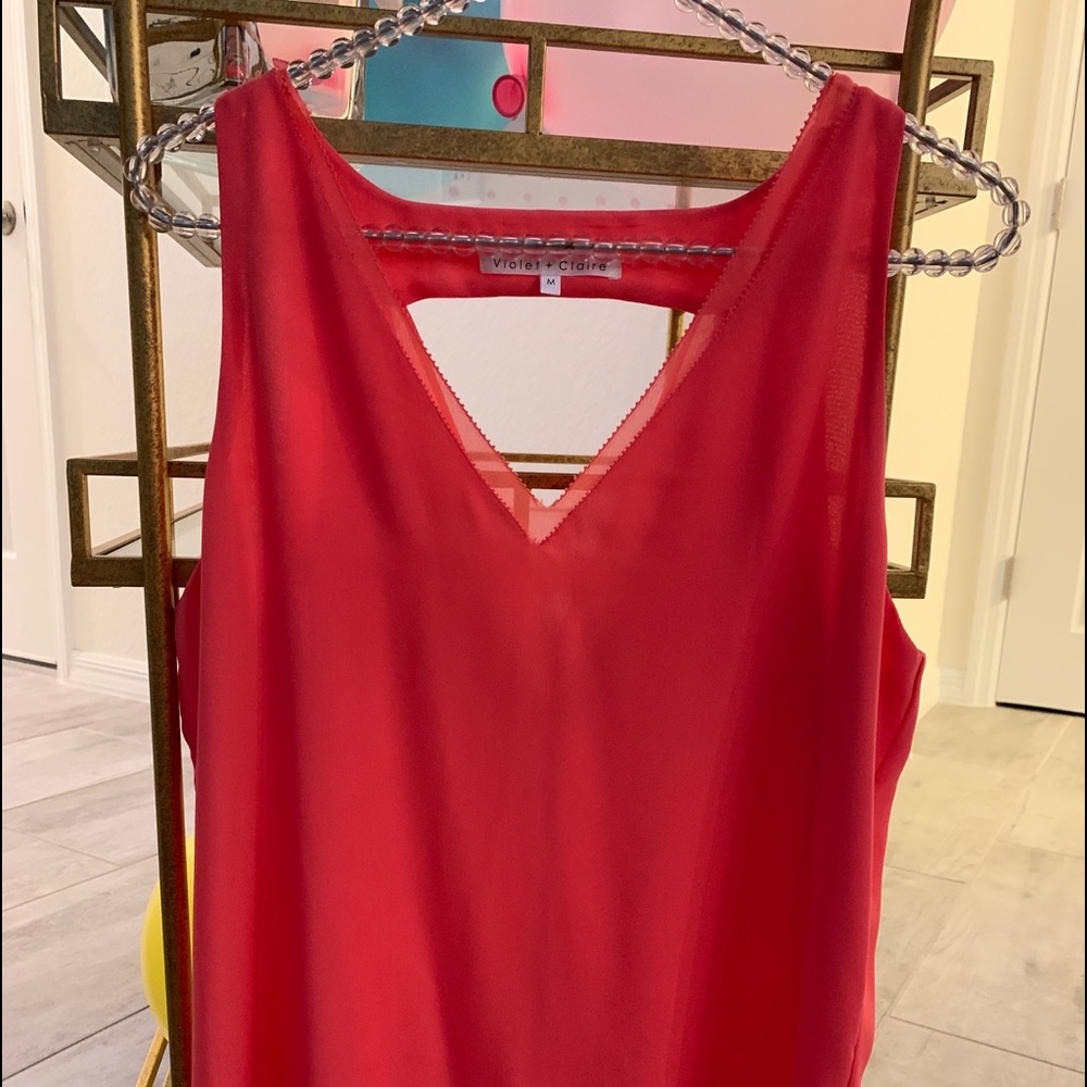 Violet & Claire Coral Sheer Layered Top Sz Medium